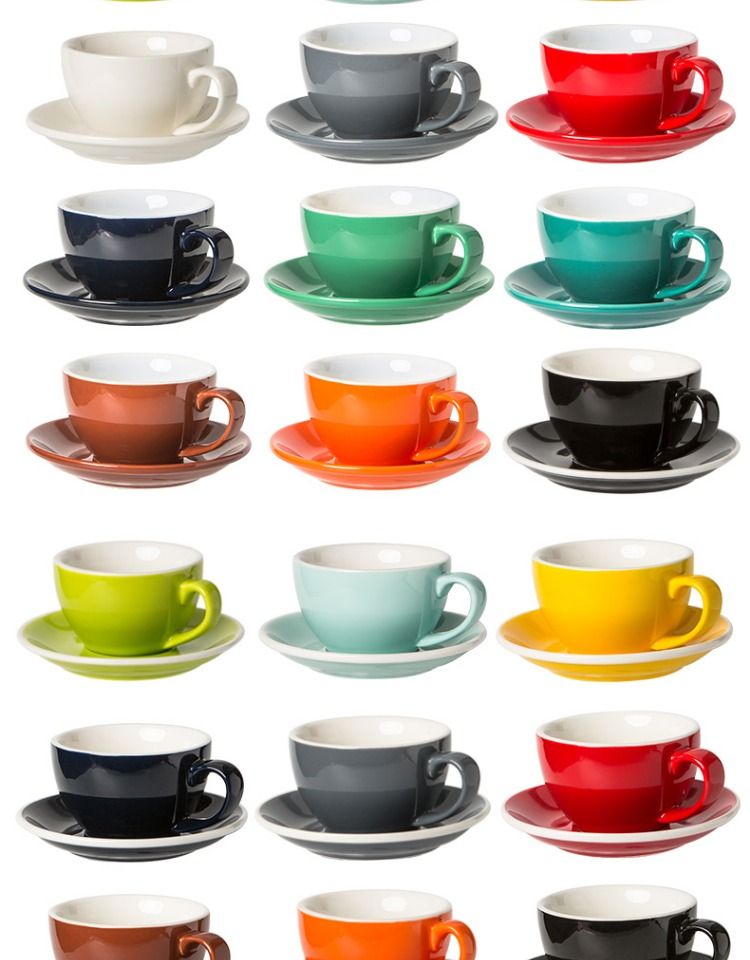 Conjunto de pratos de café de competição espessados de terceira geração Half Chen, xícara de cerâmica para cappuccino com leite, 250ml_voghion.com