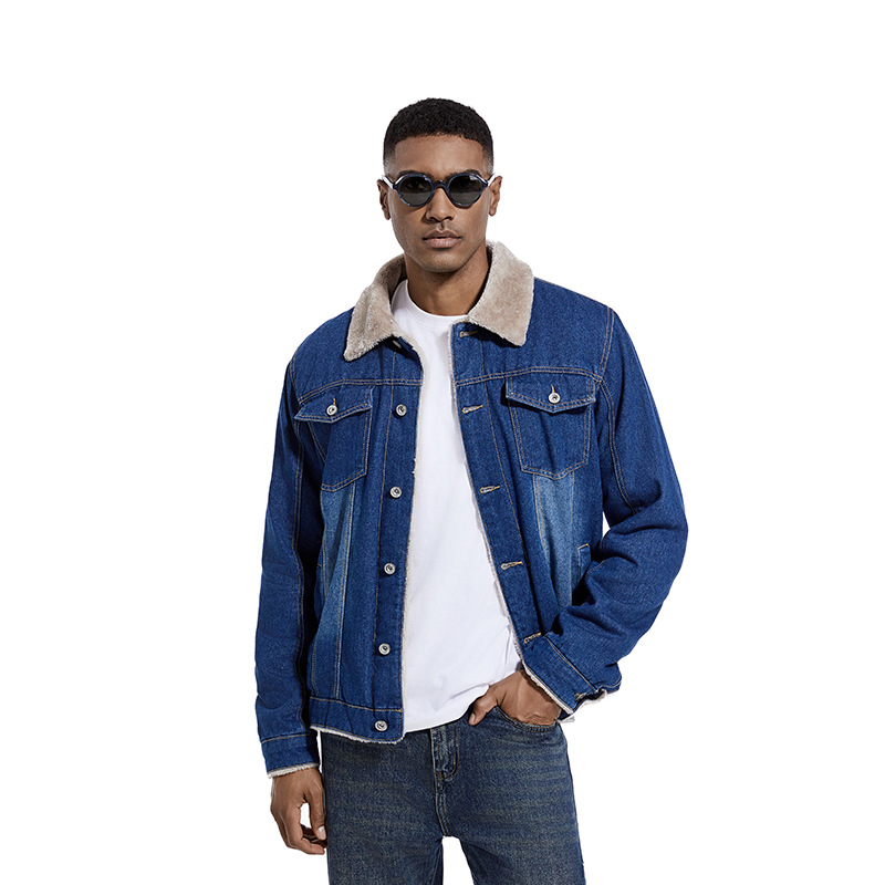 Giacca in denim da uomo, autunno inverno, foderata in pile, tendenza moda casual_voghion.com