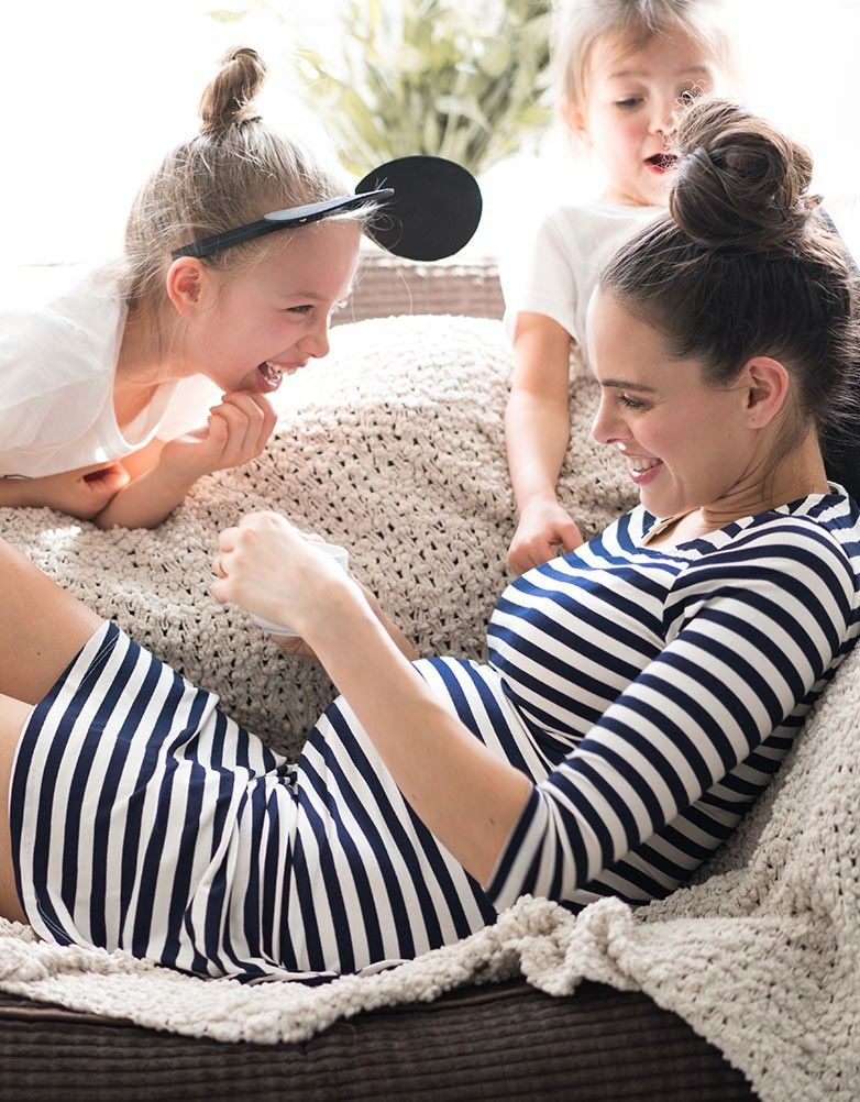 2024 striped postpartum clothing, maternity breastfeeding dress, pajamas_voghion.com