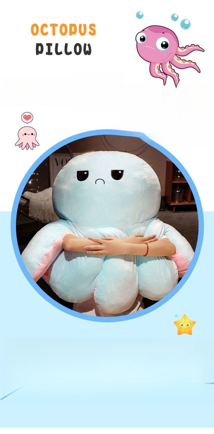 Face-Changing Plush Pillow Toy Reversible Fabric Doll Giant Double-Sided Octopus_voghion.com
