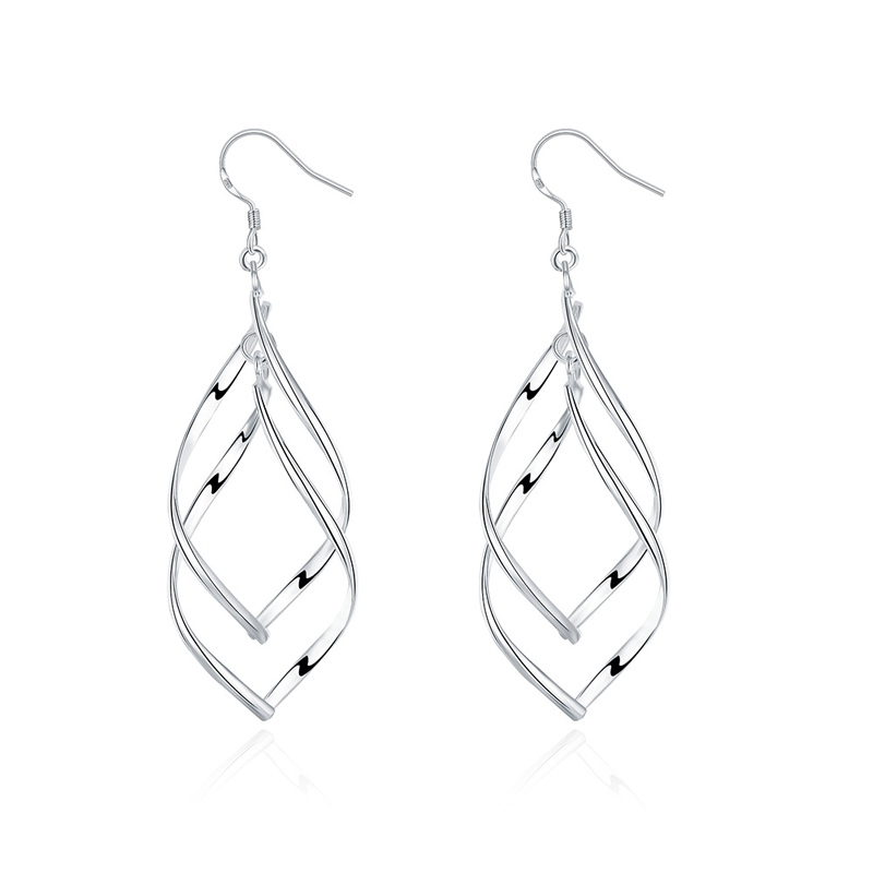 Sterling VENUS Sier Leaf Lange Dangle Oorbellen Voor Vrouwen Dubbel Gedraaid Frans Trendy Temperament Sieraden_voghion.com