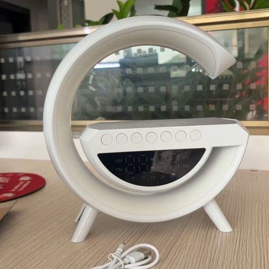 Kleiner G3401 Multifunktionslautsprecher, Bluetooth-Schreibtischlampe, kabelloses Laden, Wecker, Desktop-Atmosphäre_voghion.com