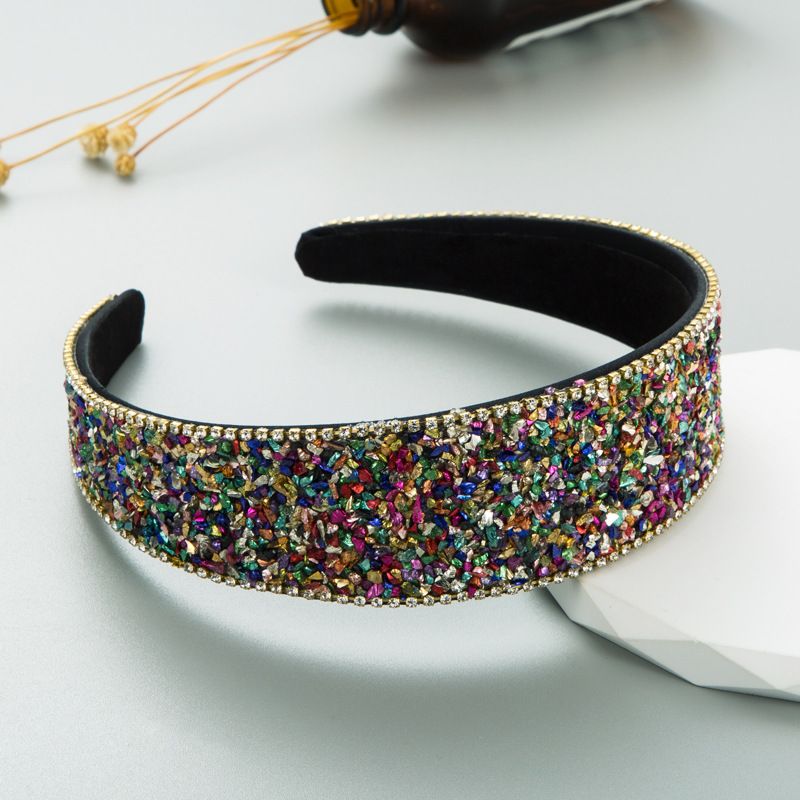 Harmony Hoop, nieuw gekleurd stenen haarornament, super sprankelende diamantenset met brede rand, Koreaanse editie, hoogwaardig gezicht_voghion.com