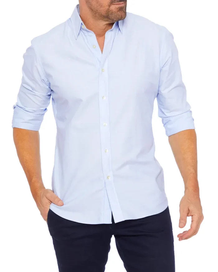 Grande chemise zippée pour homme avec boutons cachés et faux, doublure zippée en coton Oxford_voghion.com