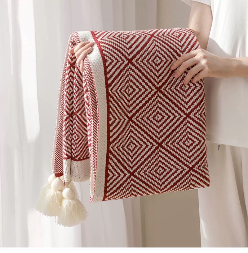 Striped Knitted Blanket Sofa Blanket Air Conditioning Blanket Bed Blanket Office Blanket_voghion.com