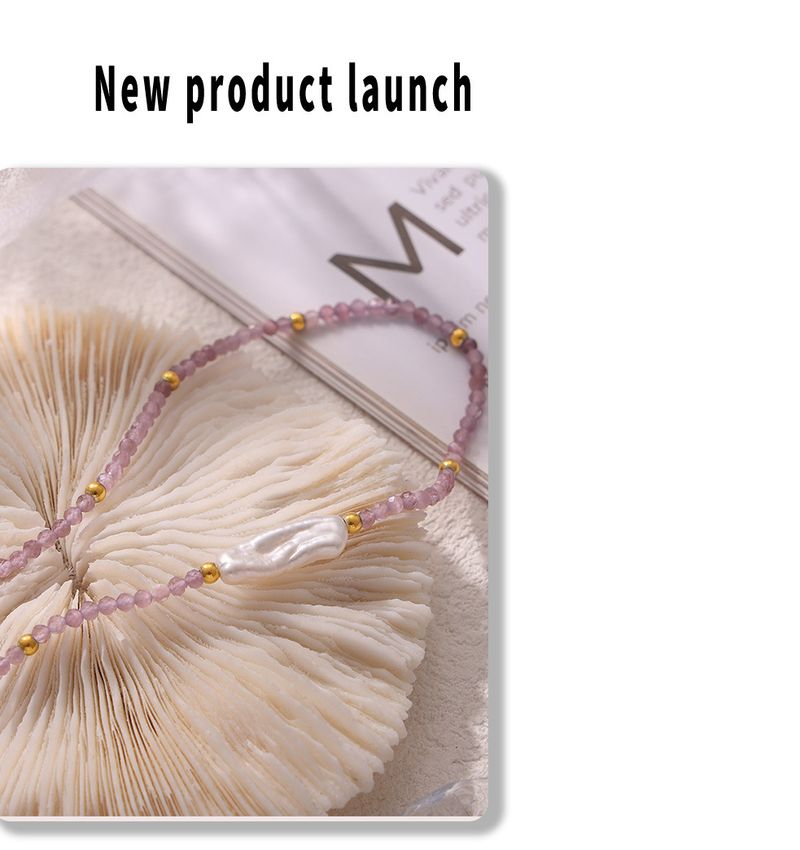 Collana in pietra naturale sfaccettata barocca - Catena con perline multicolor e acciaio al titanio_voghion.com