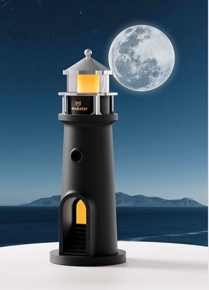 Moonlight Lighthouse Moon Projection Bluetooth-Lautsprecher Weißes Rauschen Schlafmittel Schlafzimmer Geschenk Geburtstagsgeschenk für Mädchen_voghion.com