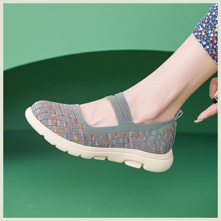 K6016-1 Neue 2024 Echtes Leder Herbst Winter Licht Kissen Nicht-Slip Runde Kappe Fly Stricken Atmungsaktive Mom Einzelnen Schuhe Für_voghion.com