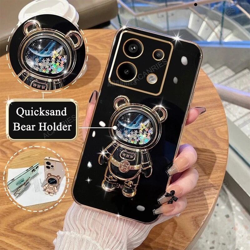 Note13 Glitter Quicksand Holder Plating Case On For Xiaomi Redmi Note 13 Pro 4g 5g 13pro 12pro Plus 11s 10s Silicone_voghion.com