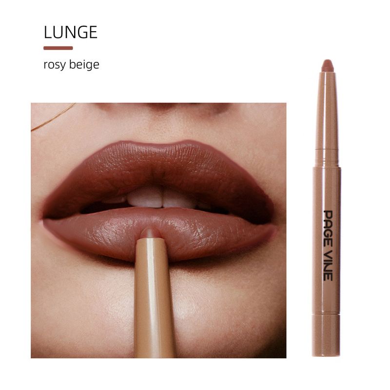 Makeup PAGE VINE Matte Double-Ended Silky Smooth Polypeptide Lip Liner Nude Lippenstift_voghion.com