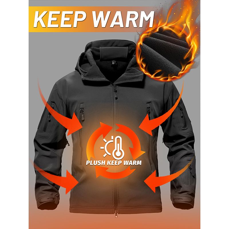 Work Hooded Heavy Fleece ed Windbreaker Waterproof Warm Winter Softshell Jacket For Men_voghion.com