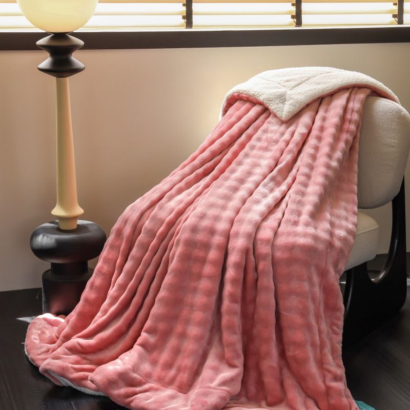 2025 New Autumn And Winter Printed Thickened Large Bubble Lamb Wool Double-Layer Sofa Cover Blanket Warm Heat Retention_voghion.com