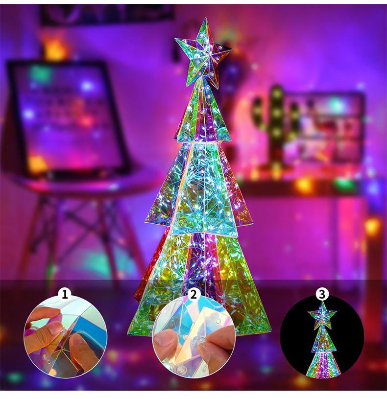 37cm Glowing Decorative Ornament Transparent Iridescent Christmas Tree For Living Room And Window Display Atmosphere_voghion.com