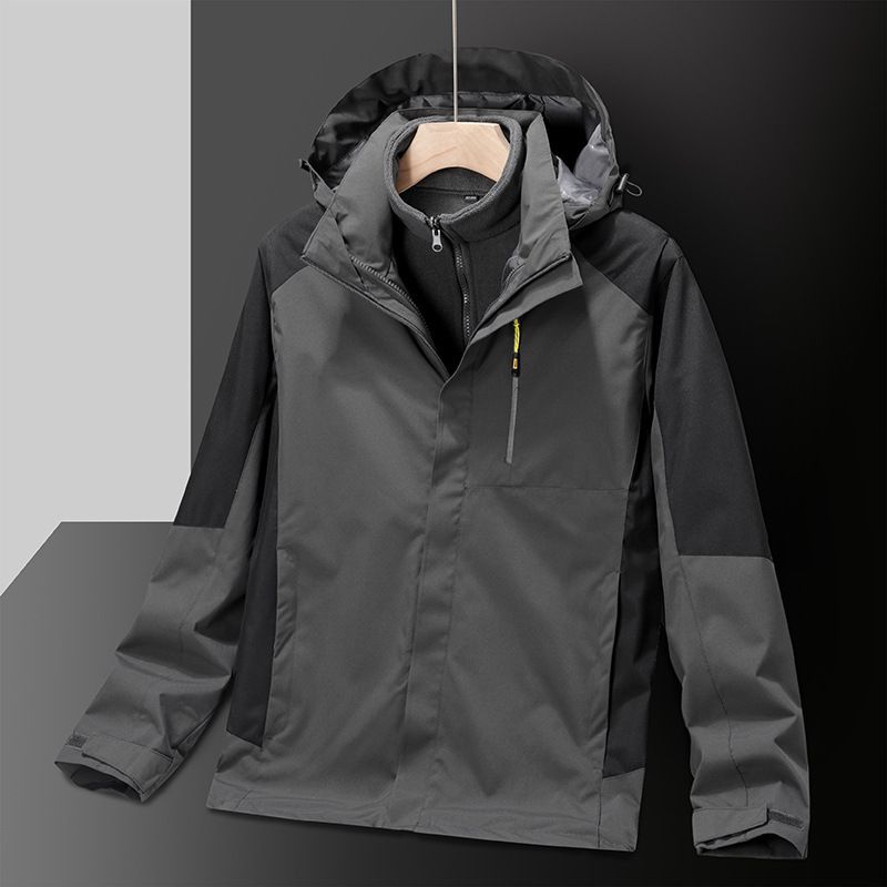Neu Paar Drei-in-Eins 0,05 kg Stück Set Jacke Für Männer Und Frauen Abnehmbare Hooe Herbst Winter Wandern Kleidung_voghion.com