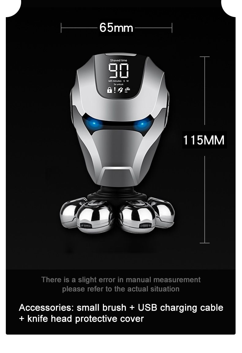 mecha Man elektrikli tıraş makinesi akıllı erkek saç kesme makinesi yedi bıçaklı ev tipi şarj edilebilir elektrikli tıraş makinesi_voghion.com