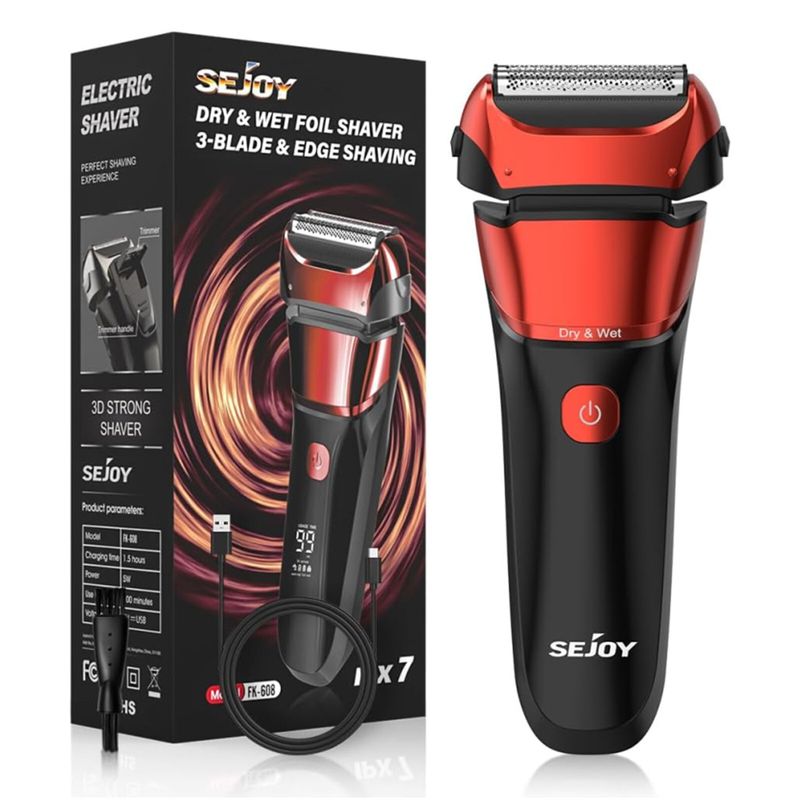 SEJOY Folienrasierer Nass- und Trockenrasierer für Männer, kabellos, mit Pop-Up-Trimmer_voghion.com