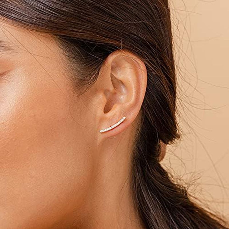 S925 sølv øre nål personlig Arc Diamond øredobber kvinnelige 14 K farge enkle smykker_voghion.com