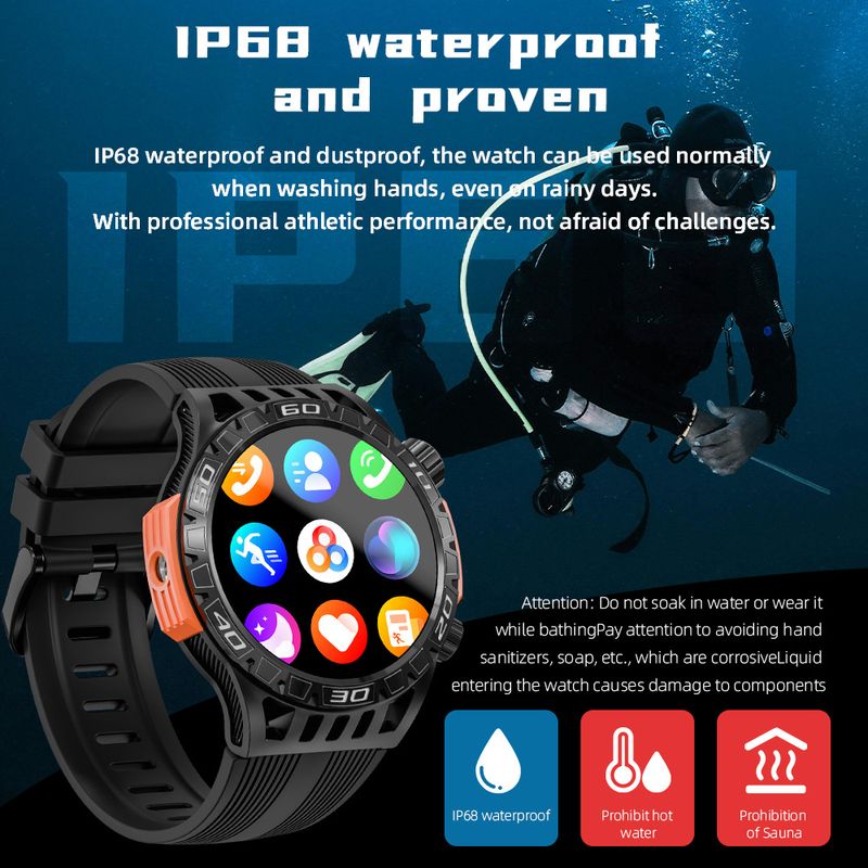 Reloj inteligente LOKMAT ZEUS6 PRO con Bluetooth, luz de llamada, linterna, brújula y pulsera deportiva para exteriores_voghion.com