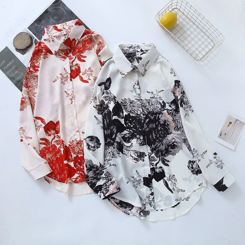 Camicia in raso a maniche lunghe stampata da donna_voghion.com