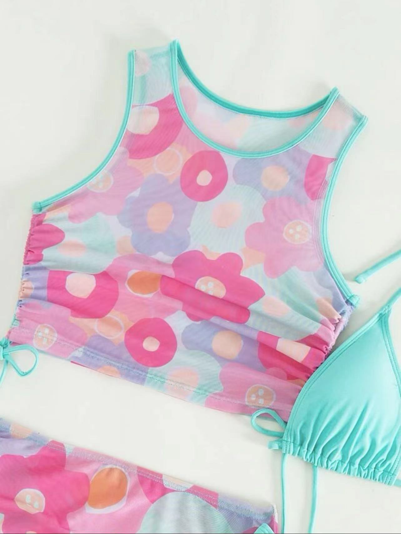 Seksowny czteroczęściowy zestaw bikini dla kobiet z nadrukiem z siatki_voghion.com