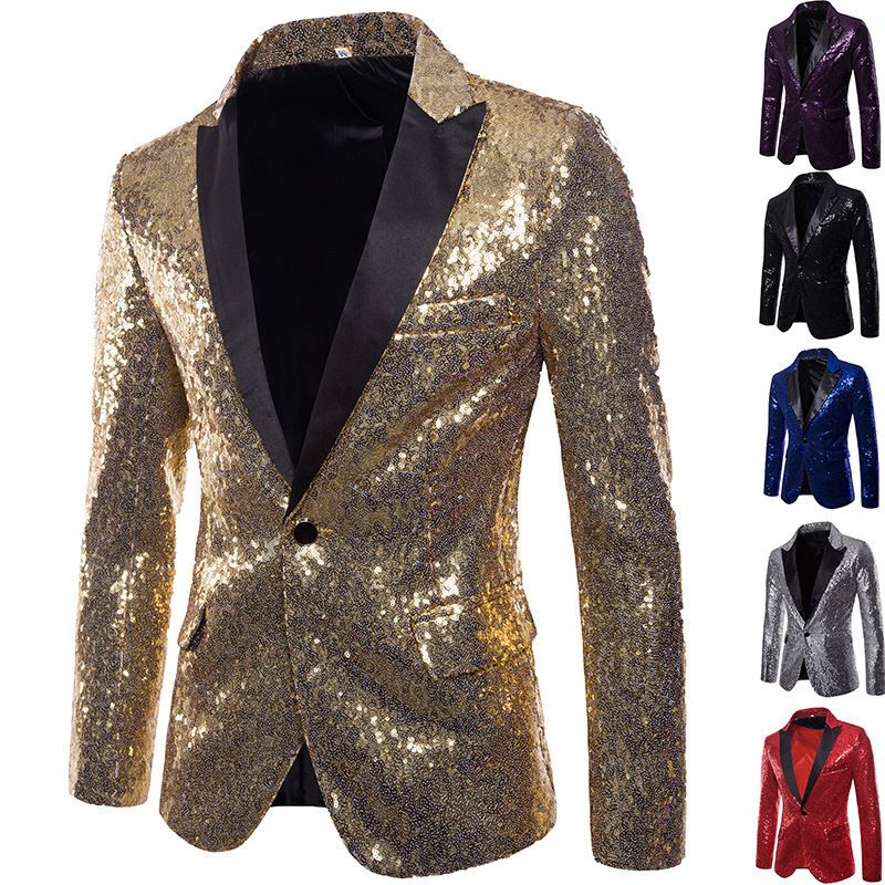 CT 2025 Performance Costume Gold Sequin Suit Plus Size Blazer Nightclub Men's Host Emcee Photo Studio Jacket_voghion.com