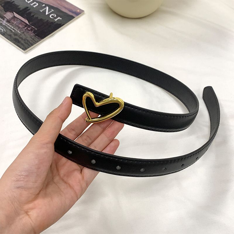 Cinturón con hebilla de amor para mujer, sencillo y versátil, calado, estilo moderno y con personalidad, ideal para jeans (2025)._voghion.com