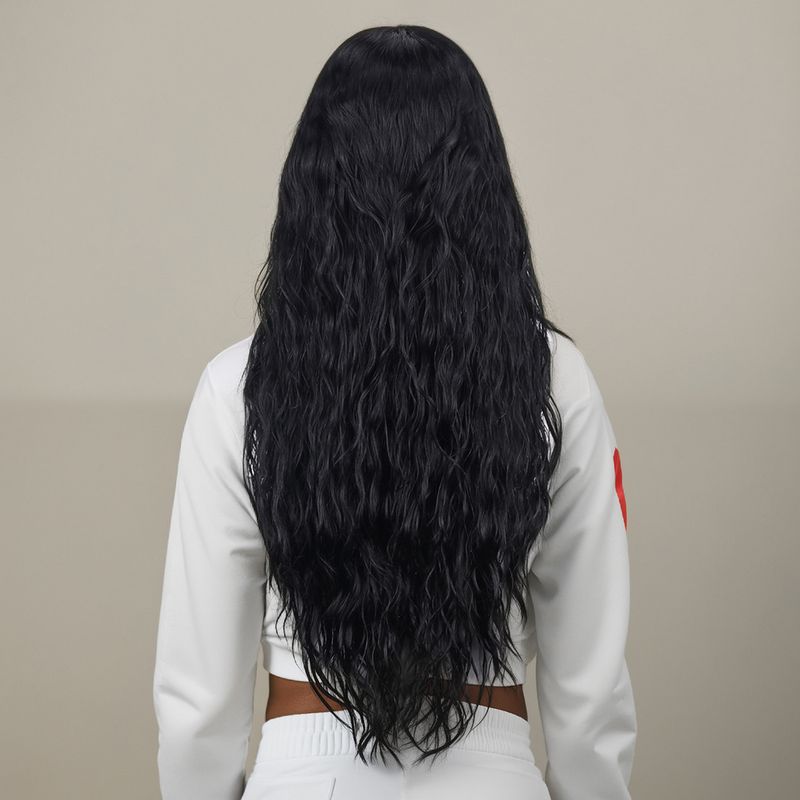 Hair Extensions Wigs Long Curly Hair Middle Split Corn Perm Black Curly Hair Support On Behalf Of The Hair_voghion.com