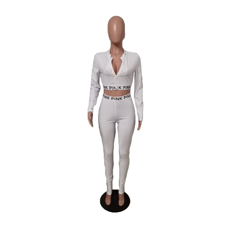 Tuta da yoga da donna in tinta unita con alfabeto in due pezzi_voghion.com