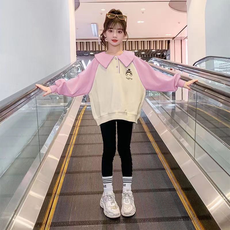 Felpa con cappuccio per bambine primavera 2024 nuovo stile, abbigliamento alla moda e di tendenza per bambini. Autunno famoso su Internet per bambine_voghion.com