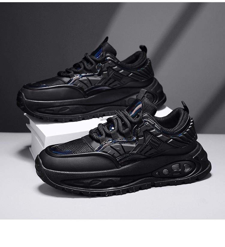 2024 autumn new men's thick soled dad shoes mesh non slip student casual shoes live sports breathable men's shoes_voghion.com