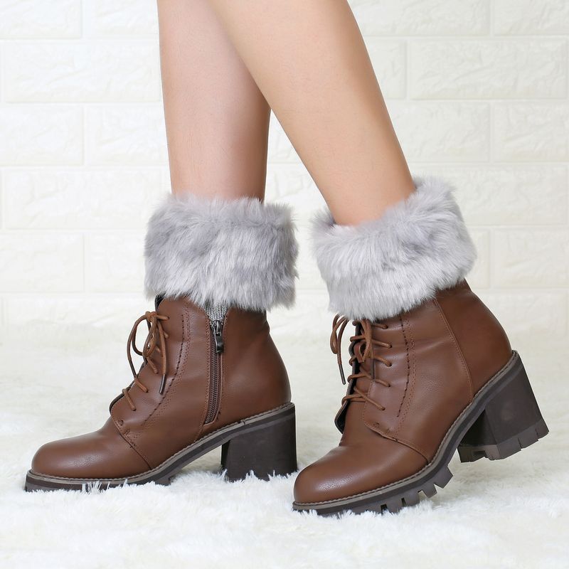 Neue Herbst-Winter-Kurzstil-Flip-Over-Plüsch-warme Socken und Stiefelüberzüge für Damen-Beinschützer aus gestrickter Wolle_voghion.com