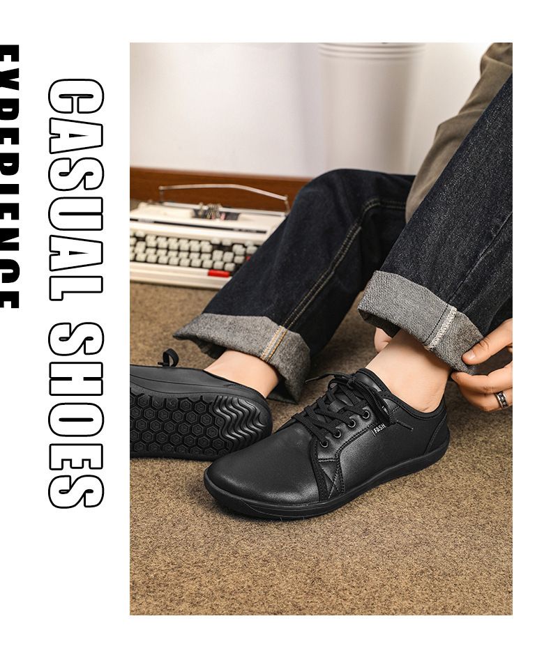 Scarpe casual da uomo nuove, larghe, a piedi nudi, leggere, con suola morbida, sportive all'aperto, basse, allacciate in pelle_voghion.com