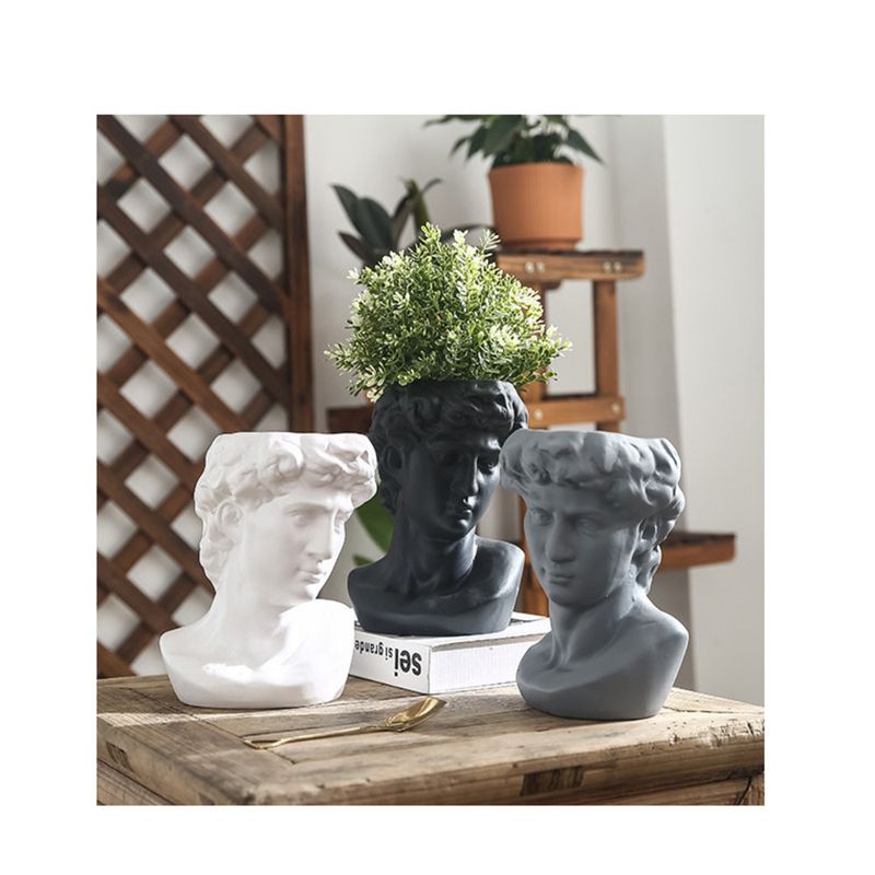 Künstlerisches Porträt David Keramik Succule Grüner Rettich Kopf Dekoration Arrangeme Home Vase Skulptur Blumentopf_voghion.com