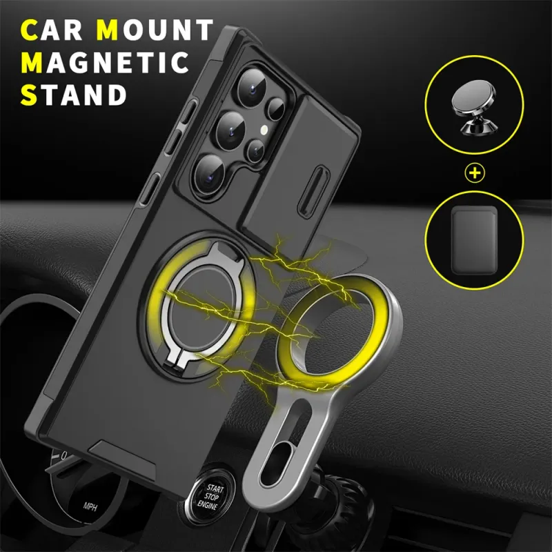 Slide Camera Protection Magnetic Stand Phone Case for Samsung S24 S23 Plus S21 S22 Ultra S20 FE A54 A23 A15 A14 Defender Cover_voghion.com