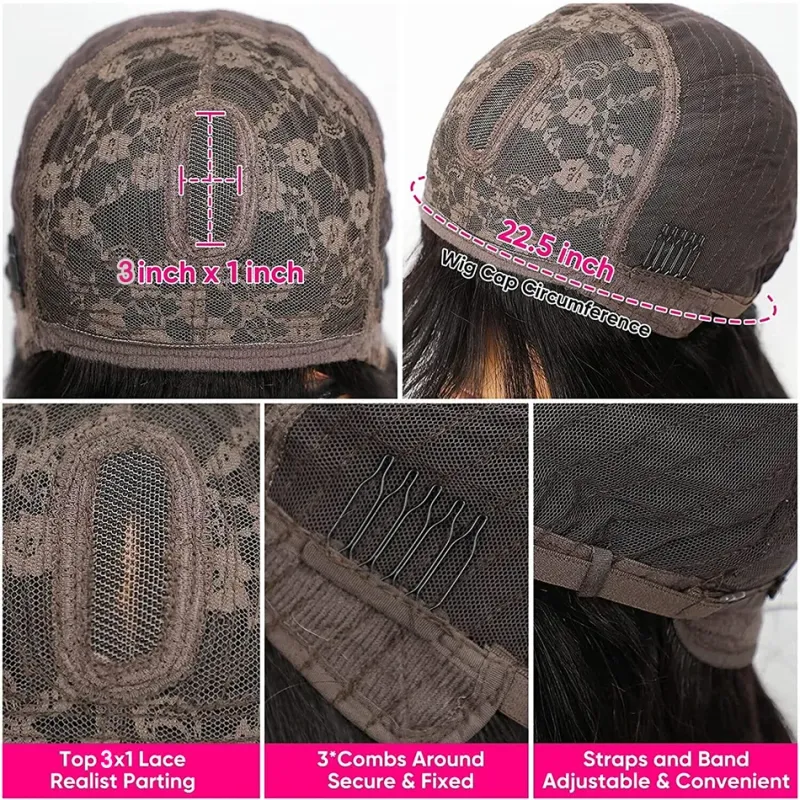 Suora Bob-peruukki Otsatukalla 100% Aitoa Hiusta Otsatukka Brasilialainen Realistinen Pääntie 3x1 HD Lace -Peruukit_voghion.com