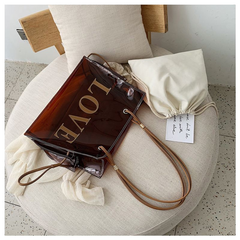 Borsa a tracolla grande capacità trasparente in gelatina, alla moda, grande, 2024, nuova borsa coreana per le donne_voghion.com