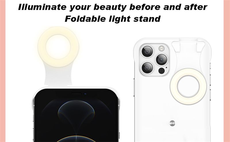 Built-in Selfie Ring Light Up Phone Case for IPhone 13 12 11 14 Pro Max XS XR X 14Pro 13Pro LED Luminous Flashlight Back_voghion.com