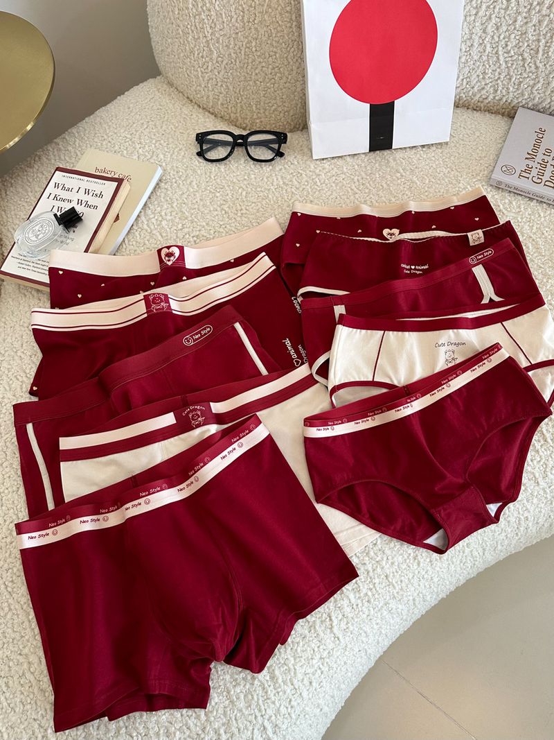 Intimates för kvinnor Tunga Benmingnian bomullsunderkläder kan matchas med par 5a Antibakteriellt grenvinröd körsbärsröd medellång midja_voghion.com