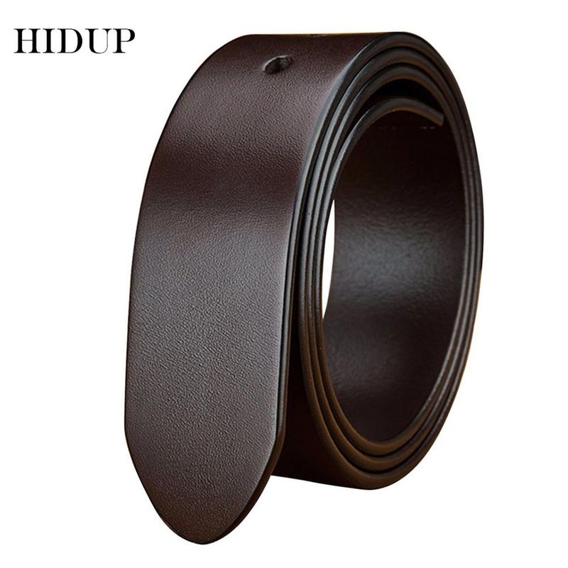 HOT HIDUP Top Quality Pure Solid Cowhide Leather for Pin Smooth Men Cow Strap Vintage Belts 38mm Width Without Buckle NWJ627_voghion.com