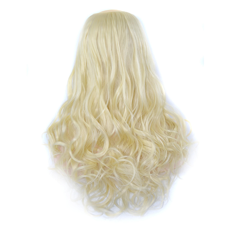 Synthetic hair U-shaped half head wig for women's medium large wave pear curl with natural fluffy long curly hair_voghion.com