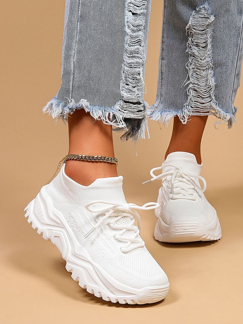 Plus Size Women's Breathable Sock Sneakers Slip-On Lazy Shoes_voghion.com