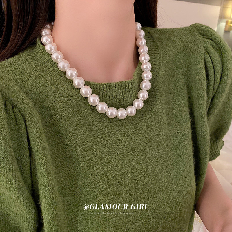 French Style Large Pearl INS Fashion Personality Internet Celebrity Temperament Collarbone Chain Simple Versatile_voghion.com