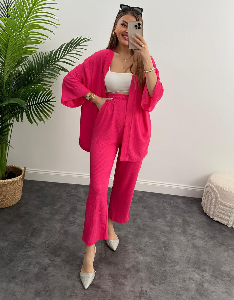 Damenbekleidung Anzüge für Damen im Frühling und Herbst Langarmhemden Einfarbige, plissierte, elastische Taille, lockere Hose, zweiteiliger Anzug_voghion.com
