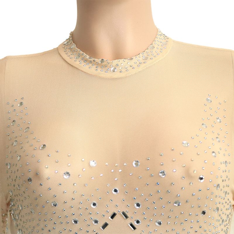 Moteriški drabužiai Sexy Meh Through Hot Diamond Kelnės ilgomis rankovėmis kombinezonas moterims_voghion.com