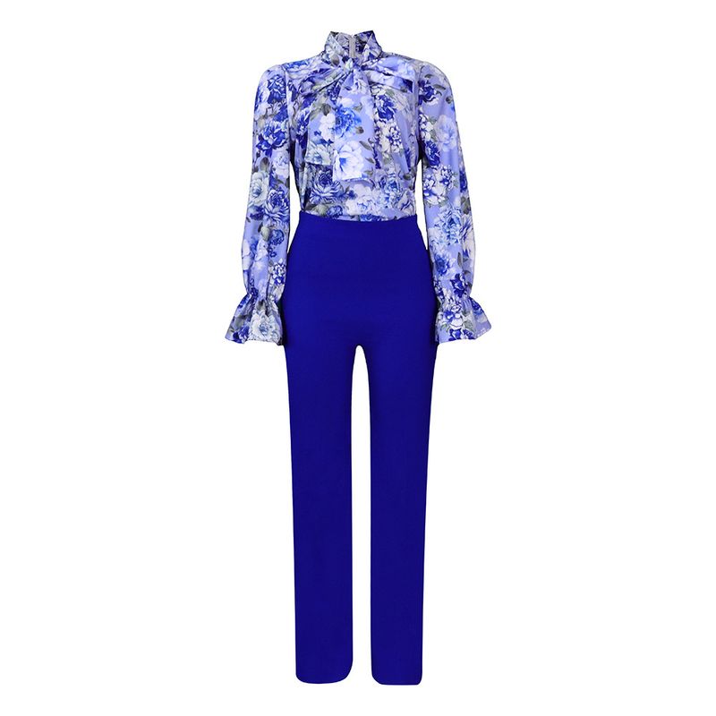 Dameskleding herfst en winter losse grote maten casual bedrukte shirts met lange mouwen wijde pijpen broeken cross border tweedelige set_voghion.com