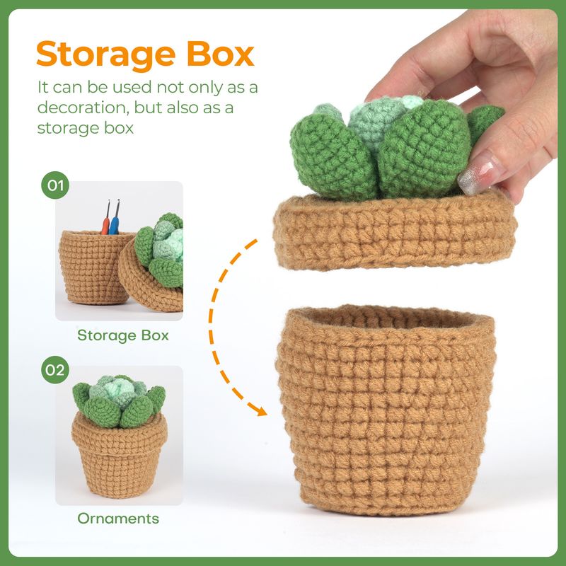 Crochet Material Package Knitting Handmade DIY Homemade Wool Plant Storage Box Ornaments_voghion.com