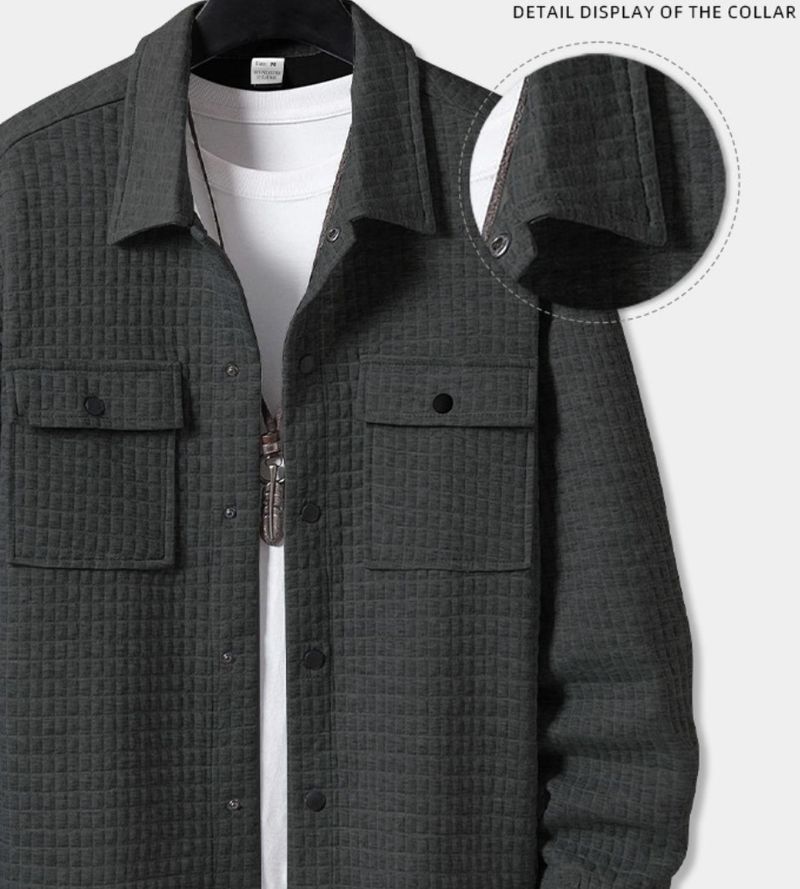 Herren-Arbeitsjacke aus Waffelstrick – Freizeitmantel mit Paris-Schriftzug (S-XXXL)_voghion.com