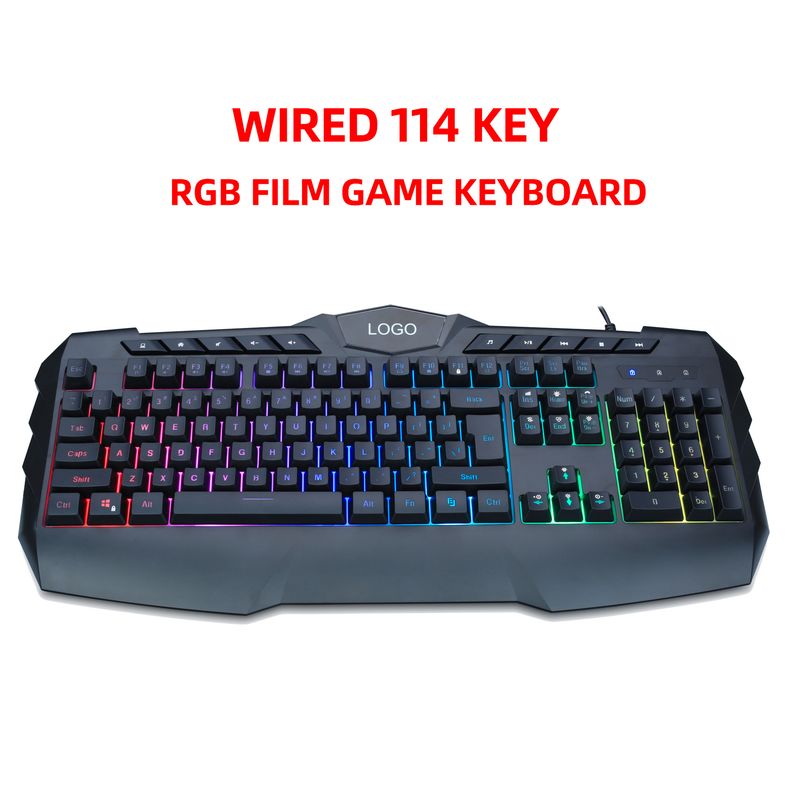 New 114 key wired mechanical touch film with RGB backlight and multimedia gaming computer keyboard_voghion.com