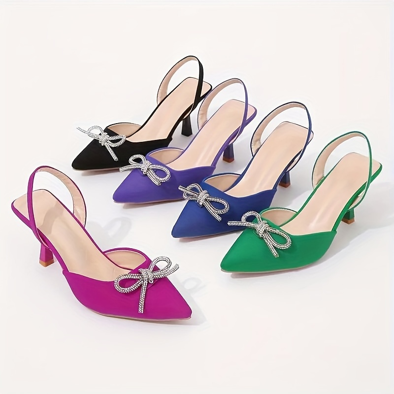 Women's Rhinestone Bowknot Decor High Heel Sandals With Ankle Strap_voghion.com
