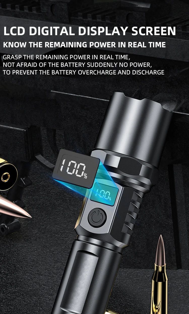 High Power XHP100 LED Flashlight Rechargeable Retractable_voghion.com